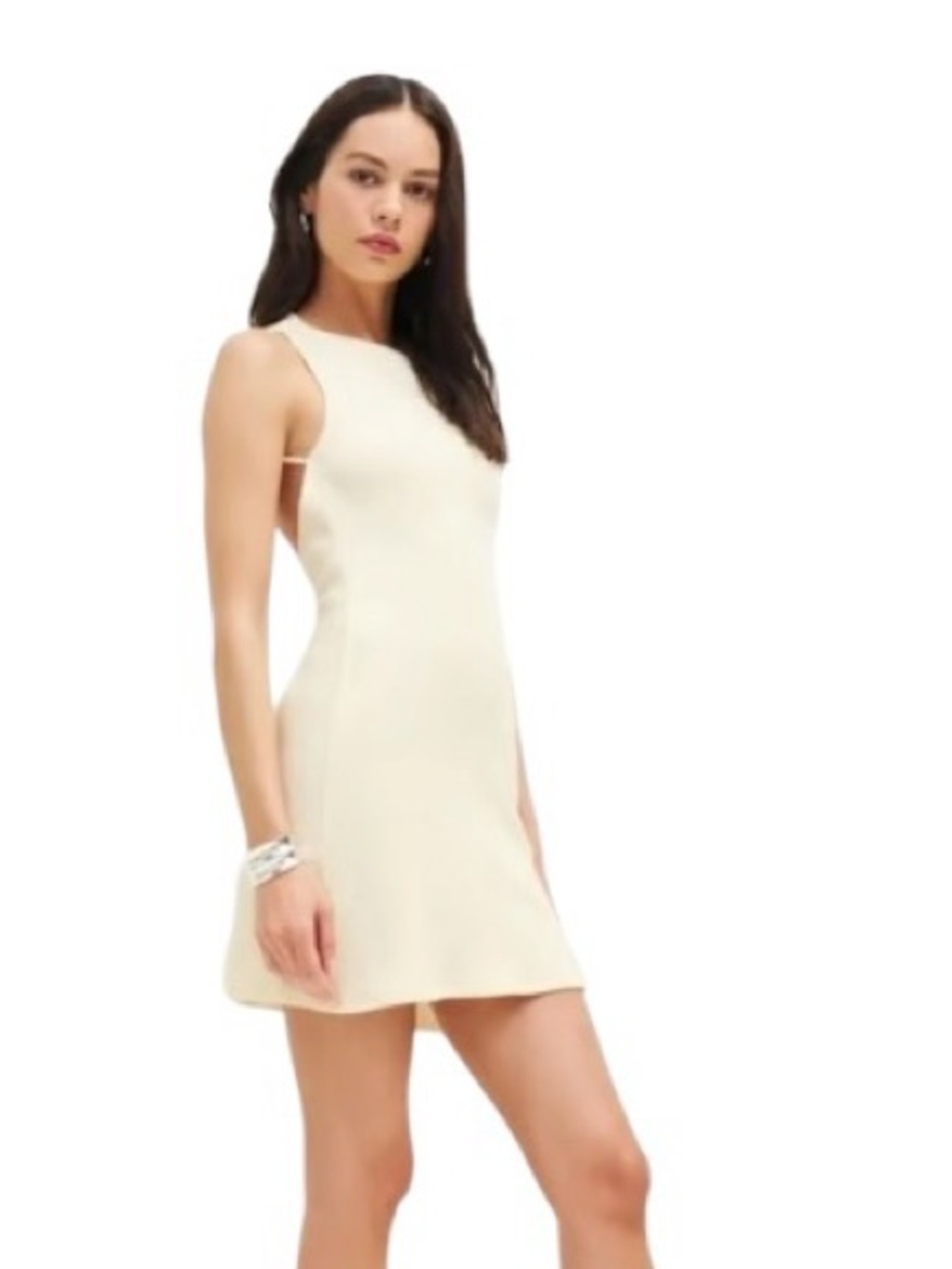 Reformation Beige Adia Ribbed Knit Mini Dress Womans XL